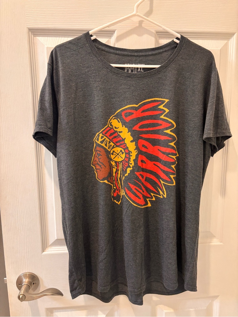 NTVS Natives Charcoal Graphic T‑Shirt with Red & Yellow Headdress Print